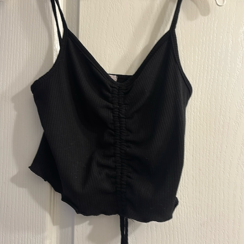 black ruffle top adjustable length